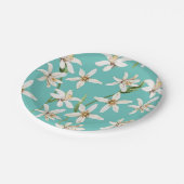 Summer Lemon Blüte Muster auf aquamarin Pappteller (Schrägansicht)