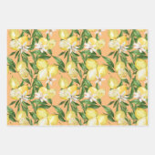 Summer Lemon Blütenmuster auf Orange Geschenkpapier Set (Vorderseite 3)