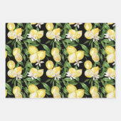 Summer Lemon Blütenmuster auf schwarz Geschenkpapier Set (Vorderseite 3)