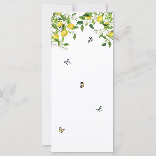 Summer Lemon Brautparty Menu (Rückseite)