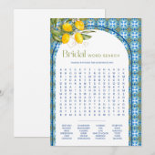 Summer Lemon Brautparty Word Search Game Card Einladung (Vorne/Hinten)
