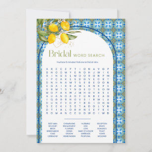 Summer Lemon Brautparty Word Search Game Card Einladung