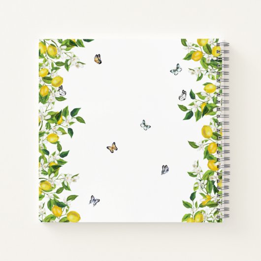 Summer Lemon Butterflies Wedding Guest Book Notizblock (Rückseite)