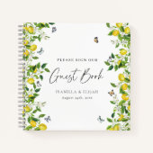 Summer Lemon Butterflies Wedding Guest Book Notizblock (Vorderseite)