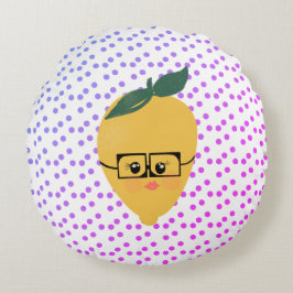 Summer Lemon Cartoon Hand Drawn Doodle Rundes Kissen