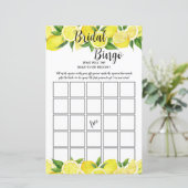 Summer Lemon Citrus Brautparty Bingo Party Game (Stehend Vorderseite)