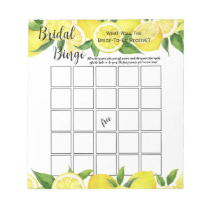 Summer Lemon Citrus Brautparty Bingo Party Game Notizblock