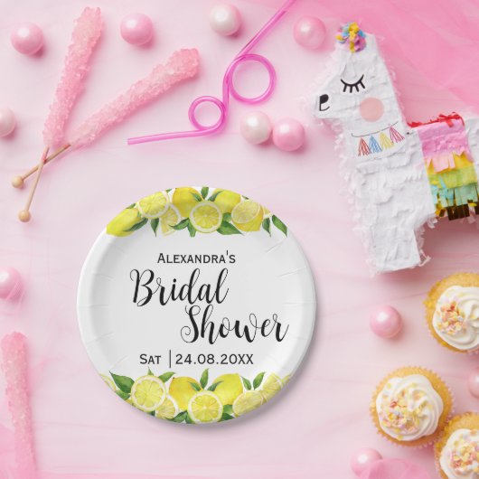 Summer Lemon Citrus Brautparty Gelbe Dynamik Pappteller (Party)