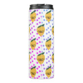 Summer Lemon Citrus Dots Cartoon Handgezeichnet Thermosbecher (Rückseite)