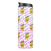 Summer Lemon Citrus Dots Cartoon Handgezeichnet Thermosbecher (Nach rechts gedreht)