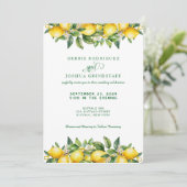 Summer Lemon Citrus Fruit Wedding Invitation  Einladung (Stehend Vorderseite)