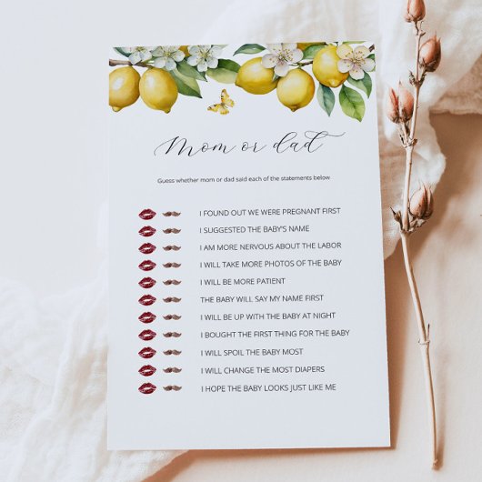 Summer Lemon Citrus Mama oder Vater Baby Showspiel