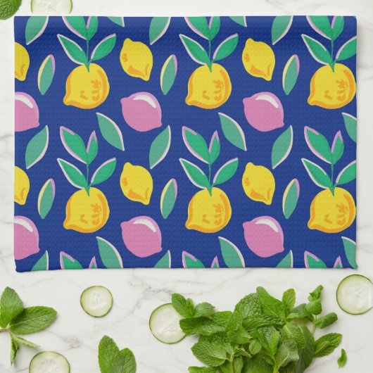 Summer Lemon Colorful Geschirrtuch (Gefaltet)