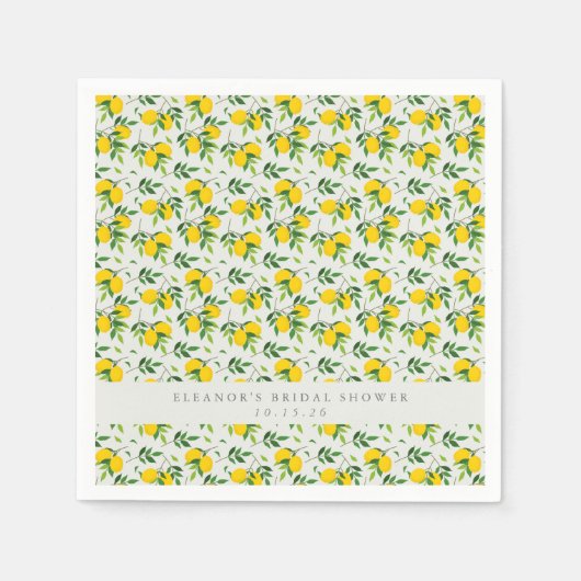 Summer Lemon Frucht Muster Custom Brautparty Serviette (Vorderseite)