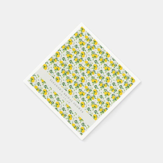 Summer Lemon Frucht Muster Custom Brautparty Serviette (Ecke)
