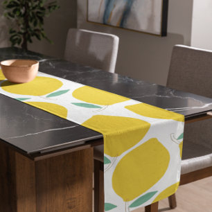 Summer Lemon Gemusterte Hintergrundfarbe Kurzer Tischläufer