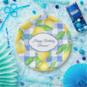 Summer Lemon Gingham Birthday Pappteller (Party)