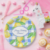 Summer Lemon Gingham Birthday Pappteller (Party)