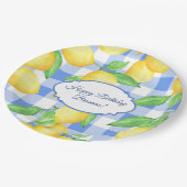 Summer Lemon Gingham Birthday Pappteller (Schrägansicht)