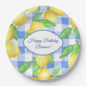 Summer Lemon Gingham Birthday Pappteller (Vorderseite)