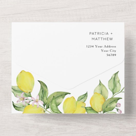 Summer lemon Hochzeit Siegel und senden All In One Einladung (Rückseite)