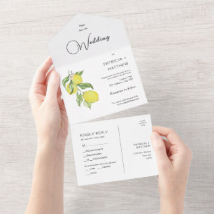 Summer lemon Hochzeit Siegel und senden All In One Einladung