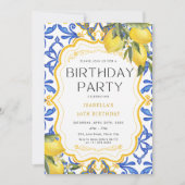 Summer Lemon Mediterranean Birthday Party Einladung (Vorderseite)
