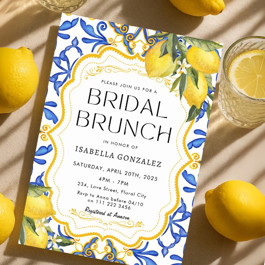 Summer Lemon Mediterranean Bridal Brunch Einladung
