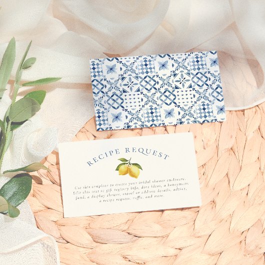 Summer Lemon & Mediterranean Tiles Brautparty Begleitkarte