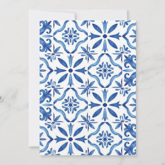 Summer Lemon & Mediterranean Tiles Bridal Einladung (Rückseite)