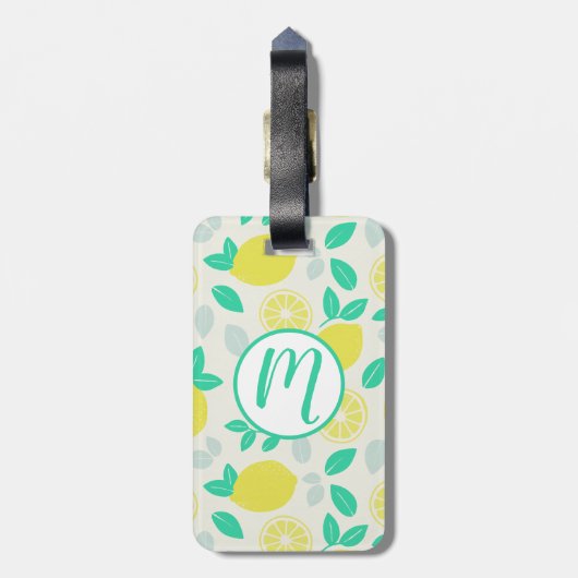 Summer Lemon Muster in Cream Gepäckanhänger (Rückseite vertikal)