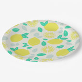 Summer Lemon Muster in Cream Pappteller (Schrägansicht)