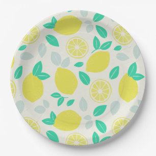 Summer Lemon Muster in Cream Pappteller