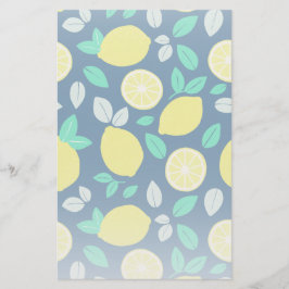 Summer Lemon Muster in Navy Blue Briefpapier