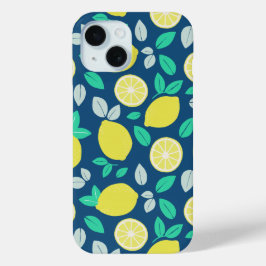 Summer Lemon Muster in Navy Blue Case-Mate iPhone Hülle