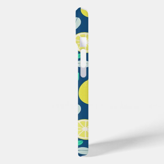 Summer Lemon Muster in Navy Blue Case-Mate iPhone Hülle (Rückseite / Links)