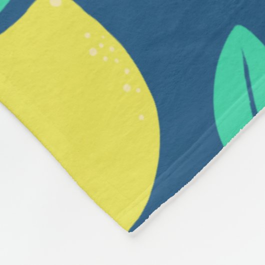 Summer Lemon Muster in Navy Blue Fleecedecke (Ecke)