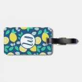 Summer Lemon Muster in Navy Blue Gepäckanhänger (Rückseite horizontal)