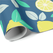 Summer Lemon Muster in Navy Blue Geschenkpapier (Rolleneckpunkt)