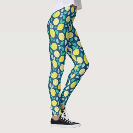 Summer Lemon Muster in Navy Blue Leggings (Rechts)