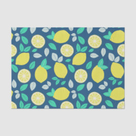 Summer Lemon Muster in Navy Blue Seidenpapier