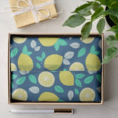 Summer Lemon Muster in Navy Blue Seidenpapier (Geschenk)