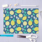 Summer Lemon Muster in Navy Blue Seidenpapier (Handwerk)