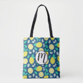 Summer Lemon Muster in Navy Blue Tasche (Vorderseite)