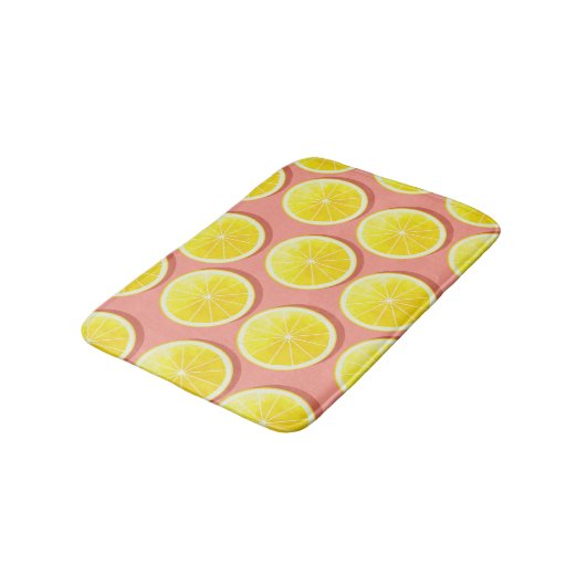 Summer Lemon Slices Pattern Badematte (Schrägansicht)