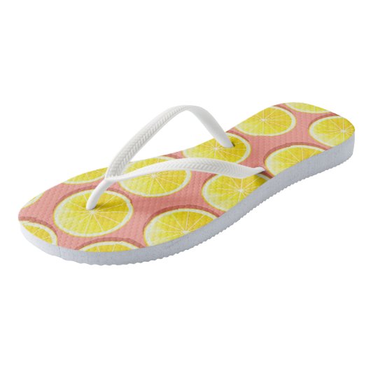 Summer Lemon Slices Pattern Badesandalen (Schrägansicht)