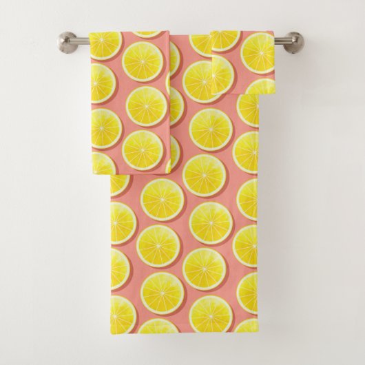 Summer Lemon Slices Pattern Badhandtuch Set (Insitu)