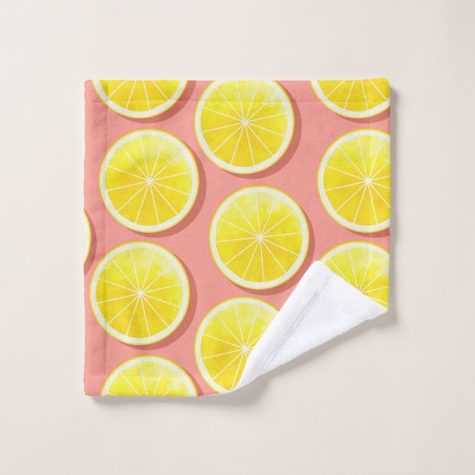 Summer Lemon Slices Pattern Badhandtuch Set (Waschlappen)