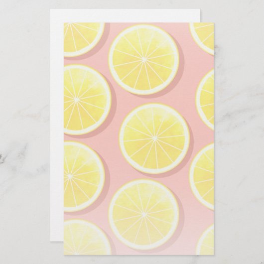 Summer Lemon Slices Pattern Briefpapier (Vorne/Hinten)