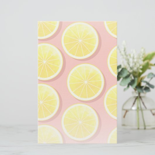 Summer Lemon Slices Pattern Briefpapier (Stehend Vorderseite)